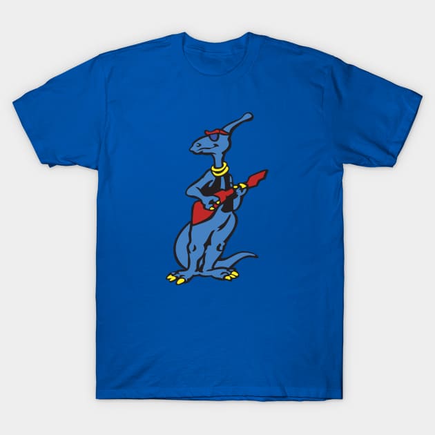 Parasaurolophus - Rocking a Bass Guitar! - Mesozoic Mind! T-Shirt by SweetPaul Entertainment 